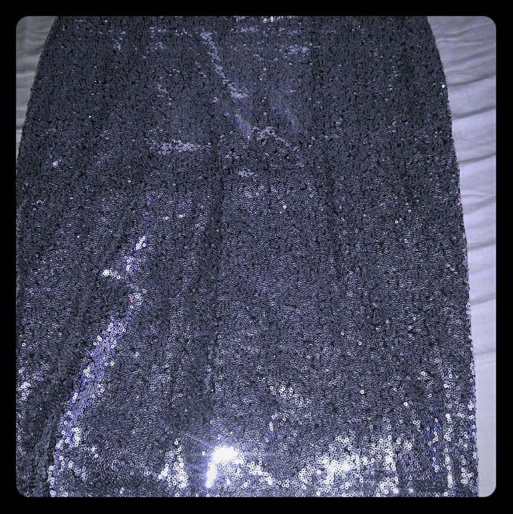 Silver sequin skirt